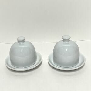 Pottery Barn Mini Butter Keeper Dishes in the Great White Collection Set of 2